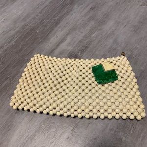 Jacomo Paris Vintage White Beaded Clutch Purse